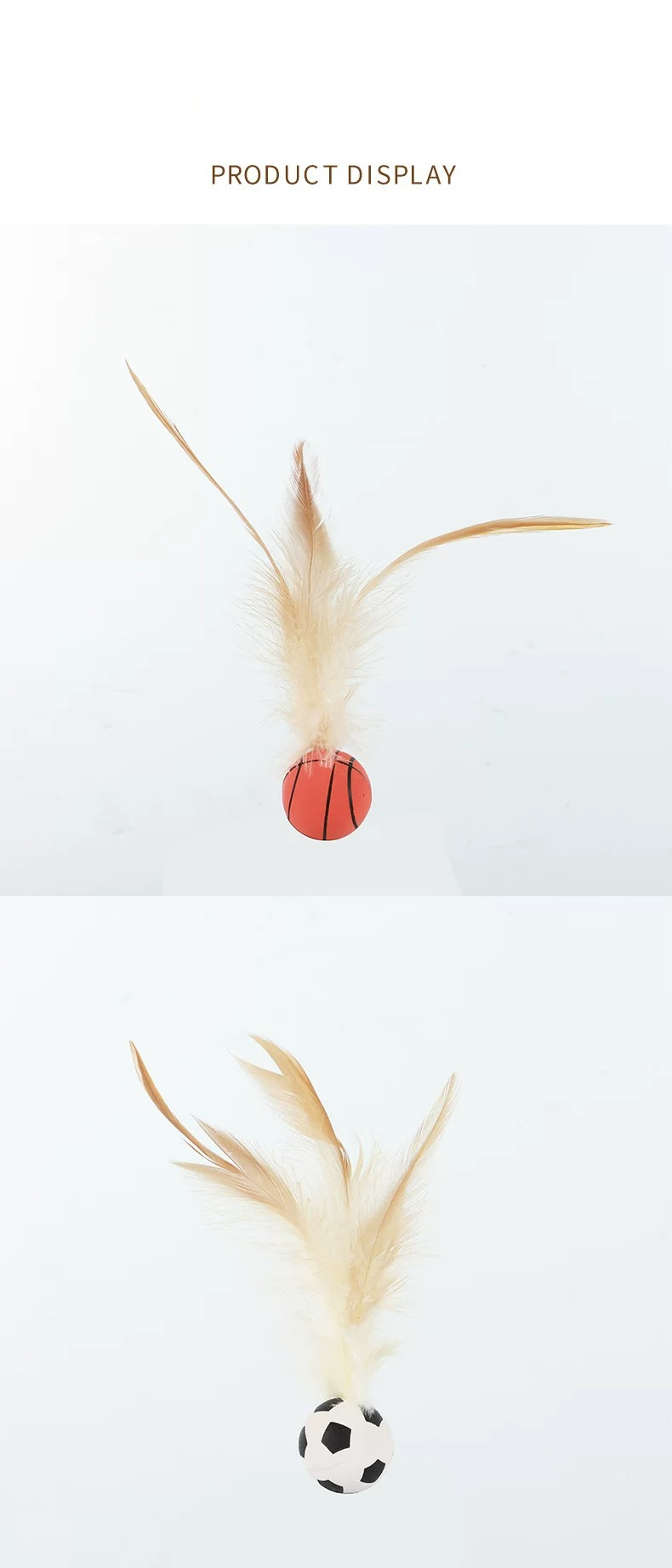 Interactive Cat Teaser Stick With Feather Bouncy Ball Pet Toy_voghion.com