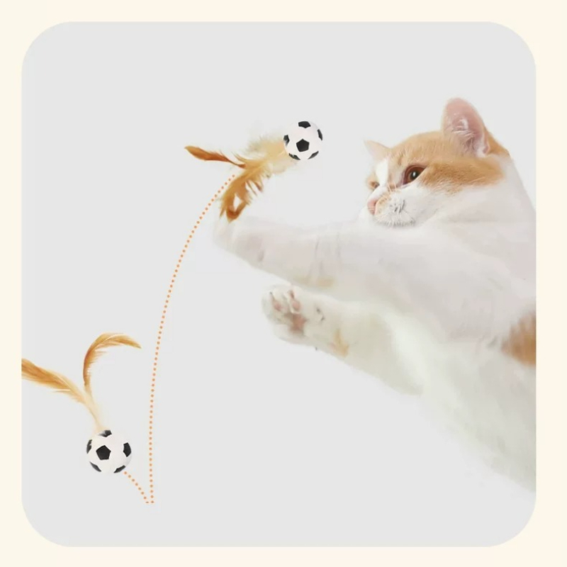 Interactive Cat Teaser Stick With Feather Bouncy Ball Pet Toy_voghion.com