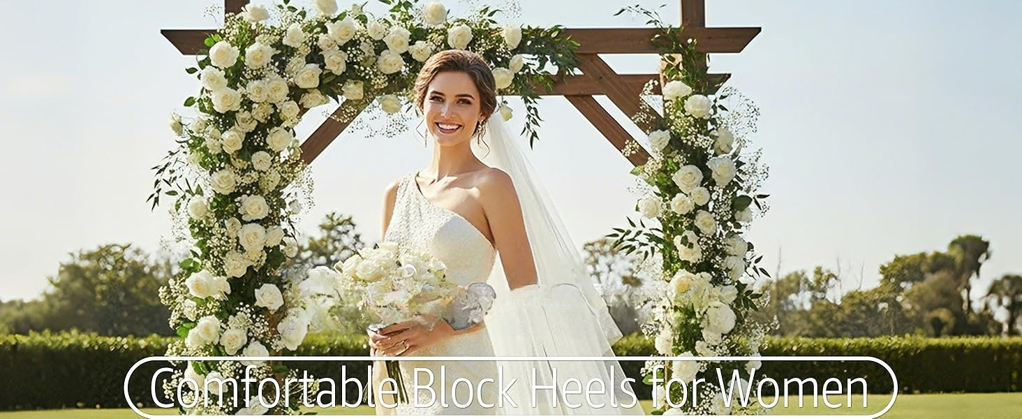 Reimferce Comfortable Block Heels for Women: 3.14&amp;amp;#34; Stable Walk for Confidence on Wedding