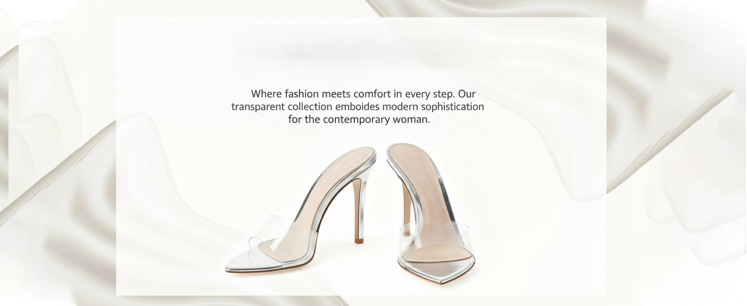Women&amp;#39;S Clear Pointed Open Toe Stiletto Heel Slide Sandals