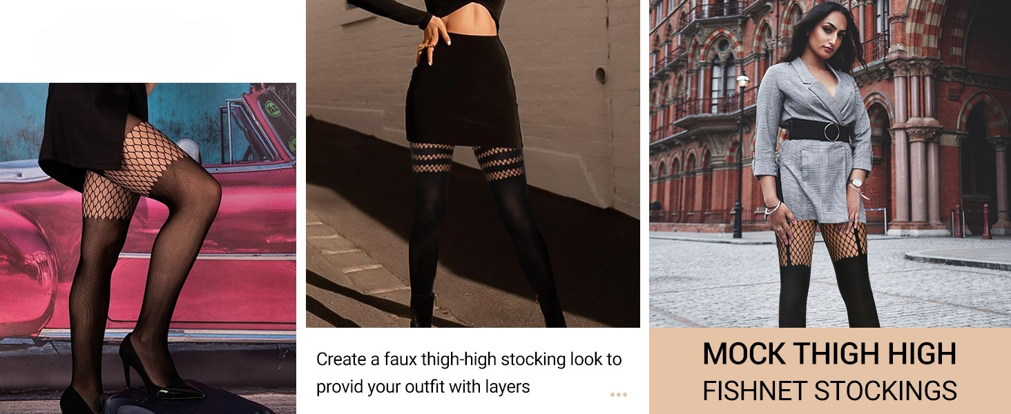 gothic tights for women black fish net hose tights fake suspender