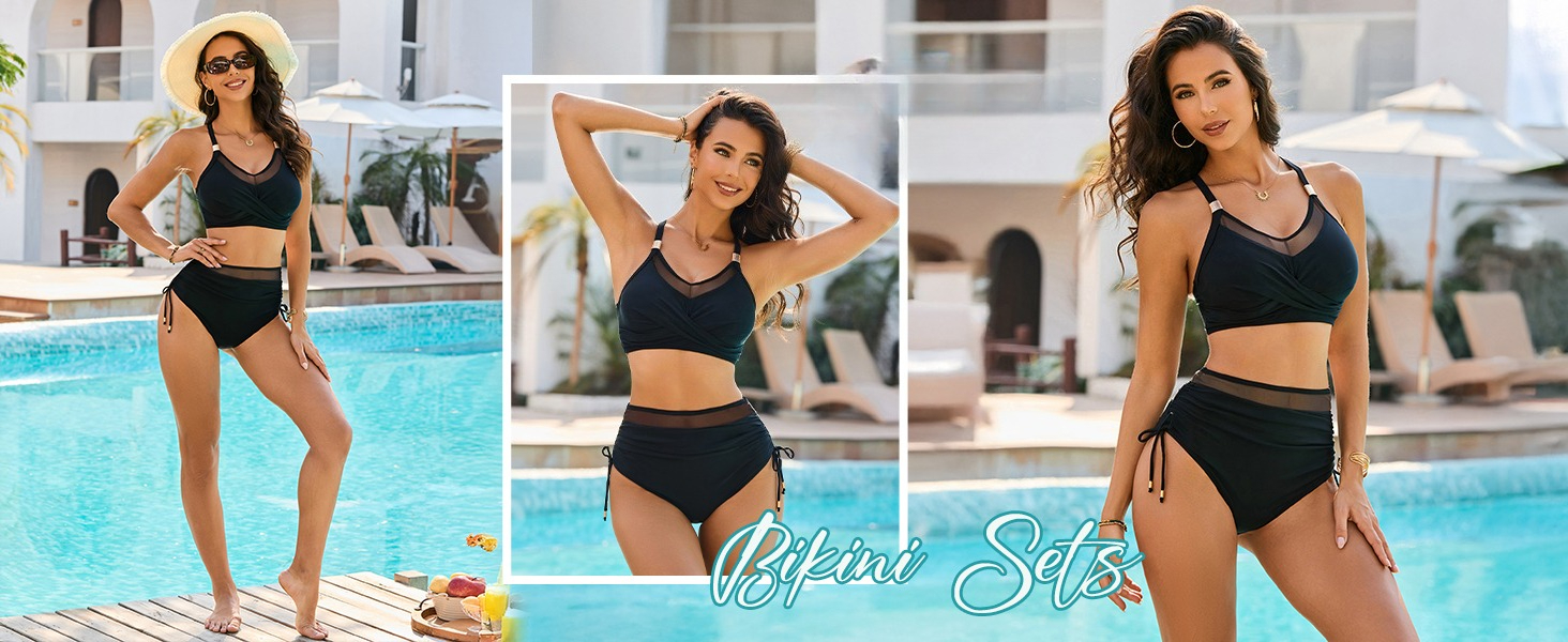 high waisted bikini sets for women