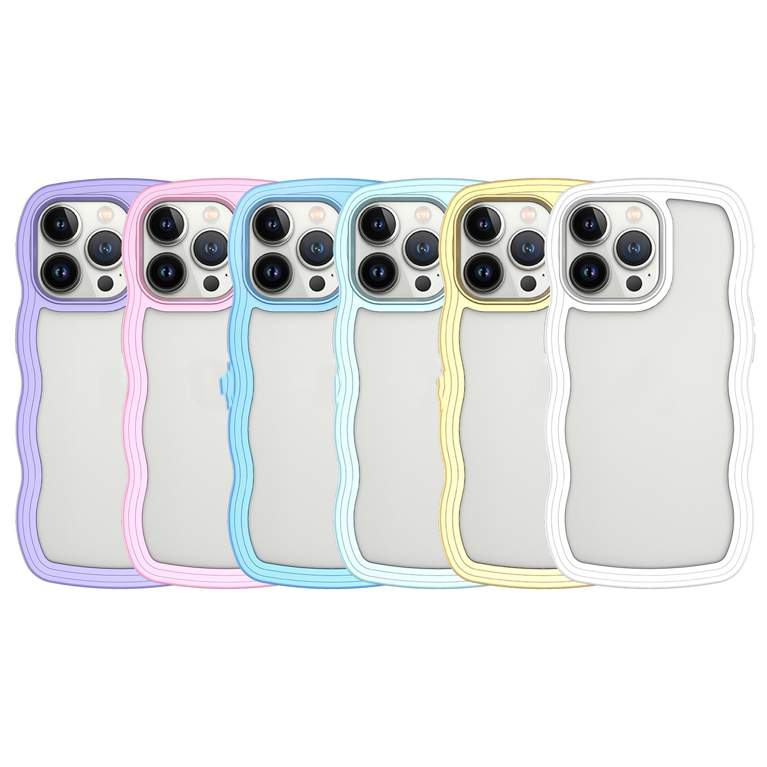 Custodia per cellulare con bordo ondulato, tinta unita, semplice, colore caramella, antigraffio, antiurto, morbida, cover per telefono_voghion.com