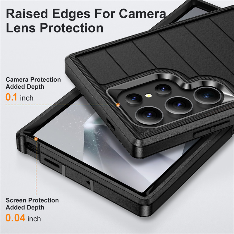 For Samsung Galaxy S24/S24Plus/S24Ultra/S25/S25Plus -Layers Heavy Duty Shockproof Kickstand Rugged Hard Cover_voghion.com