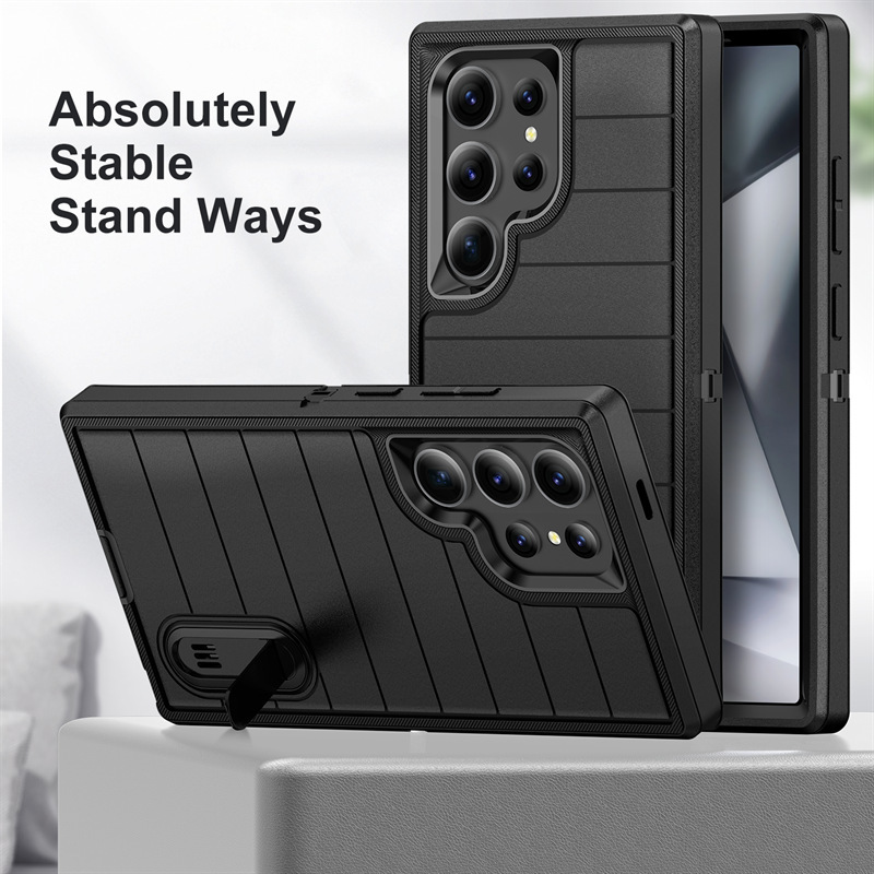 For Samsung Galaxy S24/S24Plus/S24Ultra/S25/S25Plus -Layers Heavy Duty Shockproof Kickstand Rugged Hard Cover_voghion.com