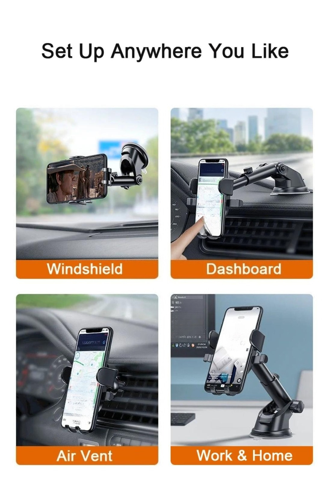 360° Universal Car Mount Holder Stand Windshield Dashboard For Mobile Phone GPS_voghion.com
