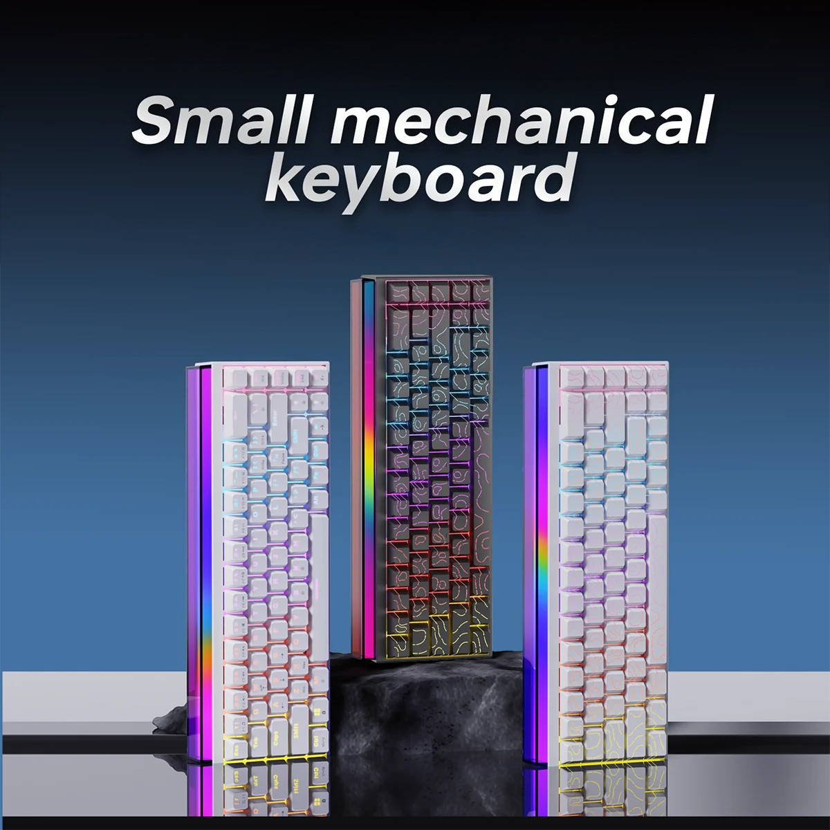 Kabelgebundene mechanische Tastatur mit 68 Tasten, roten Schaltern, Hot-Swap-Funktion und LED-Streifen_voghion.com