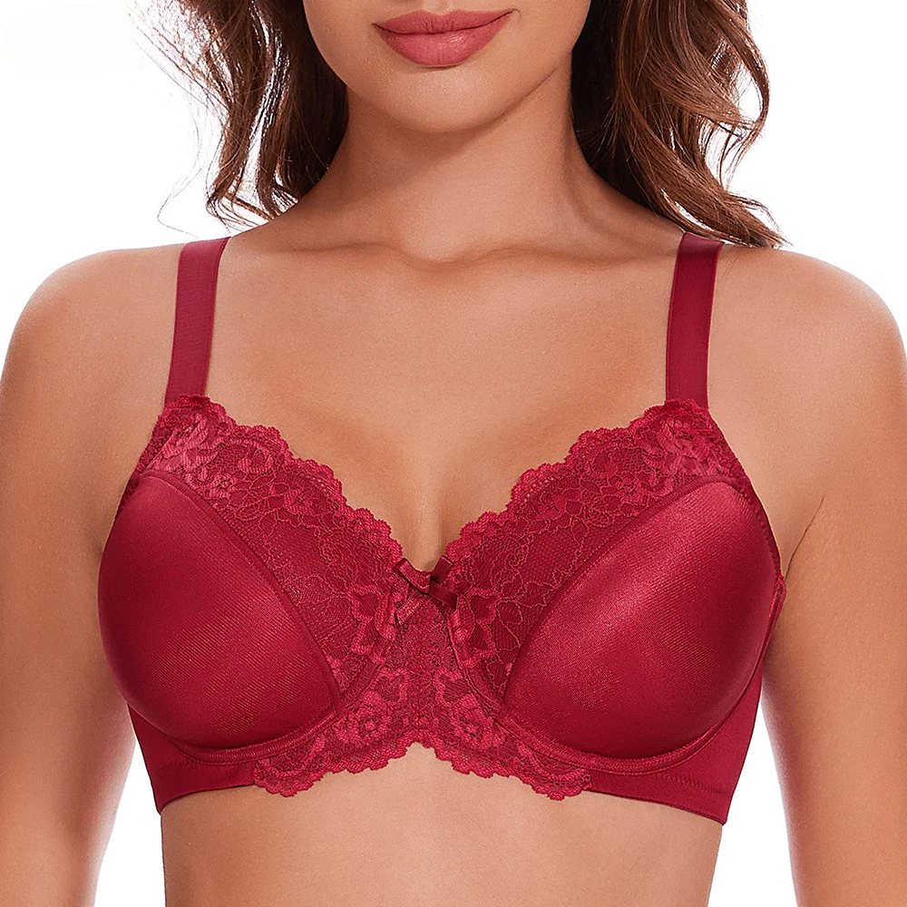 Sheroine Underwire Women Bras Lace Floral Minimizer Full Coverage Non Padded Unlined Everyday Comfort Support T-Shirt Bra_voghion.com