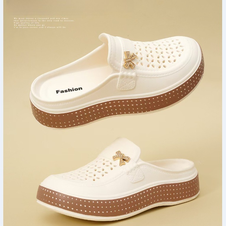 Women's Closed Toe Platform Clogs, Slip On Thick Sole Garden Clogs, Non Slip Flat Casual Outdoor Walking Hole Sandals Ladies Daily Wear Mules_voghion.com