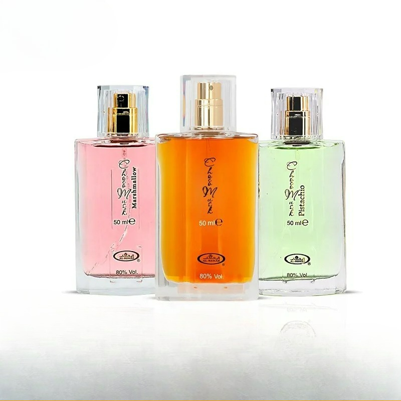 Al-Rehab Choco Musk Marshmallow Pistacho Eau de Parfum Spray 50ML Parfum aromatique gourmand longue durée aux phéromones_voghion.com