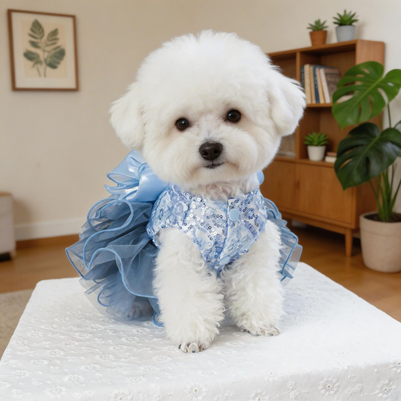 Gonna per animali domestici di tendenza, abbigliamento per cani e gatti, abbigliamento per cani di piccola taglia, blu galassia, abito da sposa._voghion.com
