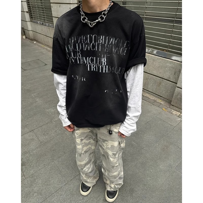 Tide Brand High Street Vibe Straight Casual Pocket Wide Leg Trousers American Light Color Camouflage Ruffian Handsome Versatile Tooling Trousers_viptrois.com