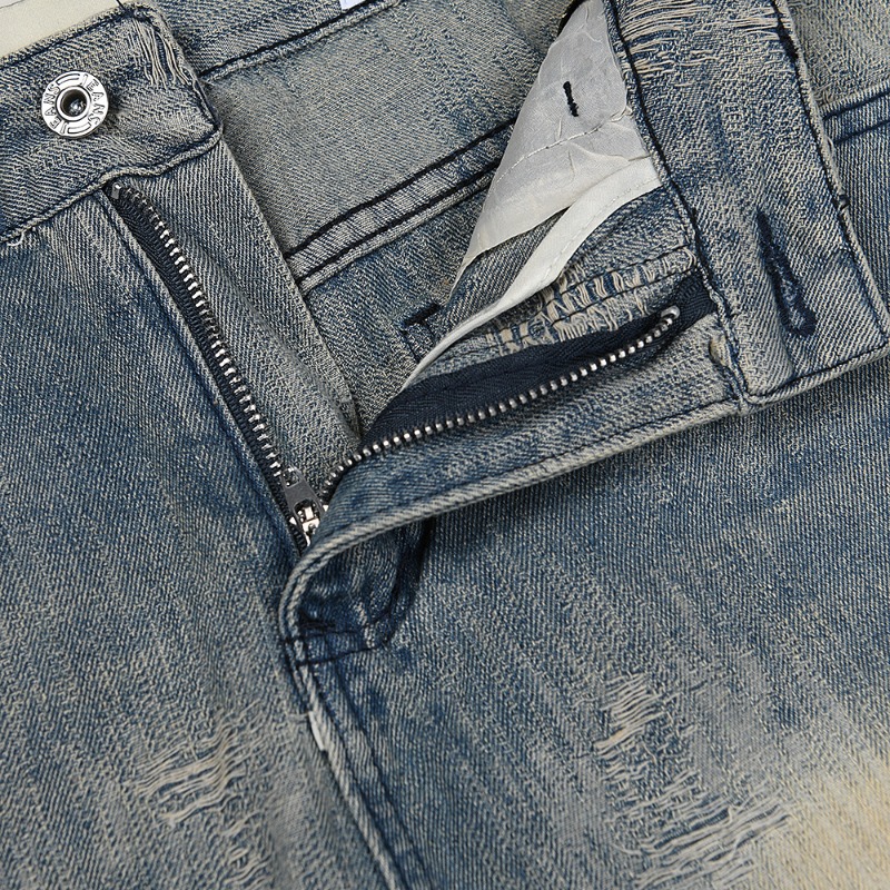 Vaqueros hombre denim estilo americano lavado roto streetwear_voghion.com