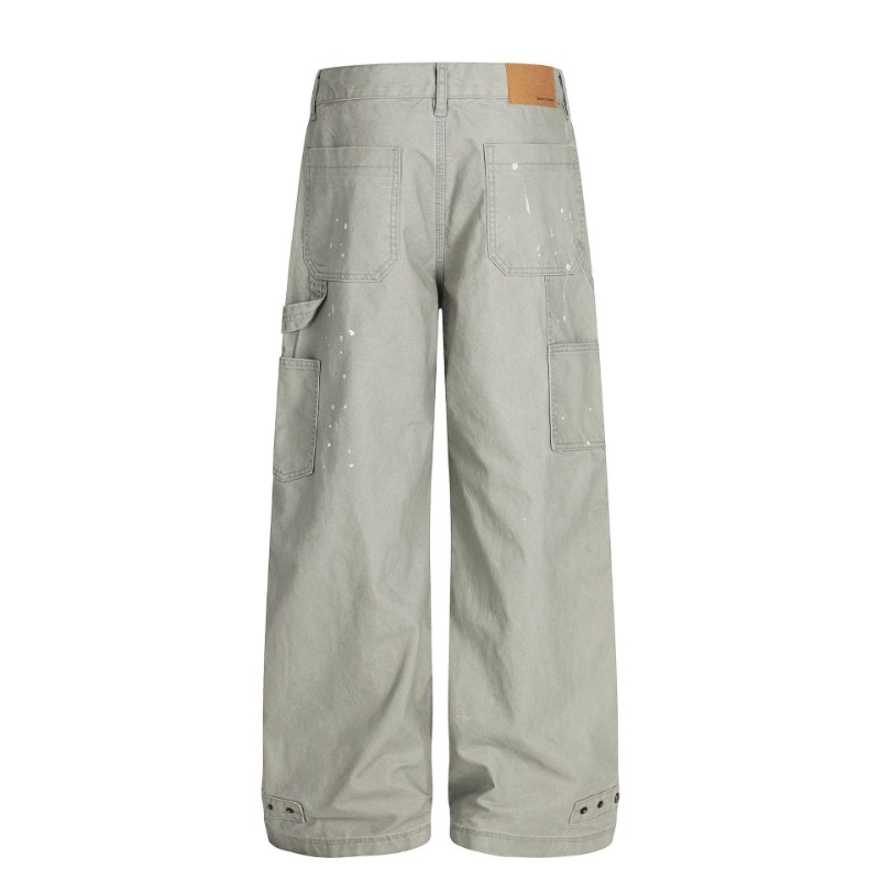 Z031 American Retro Men's And Women's Street High-end Sense Handmade Ink Design High Street Men's Loose Casual Overalls_viptrois.com