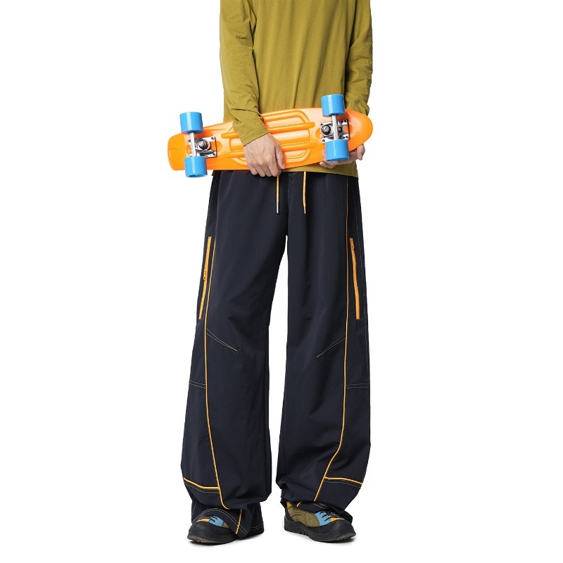 Orange Functional Outdoor Three-proof Charge Men's And Women's Contrasting Striped Scimitar Casual Trousers Mountaineering Soft Shell Sweatpants Tide_viptrois.com