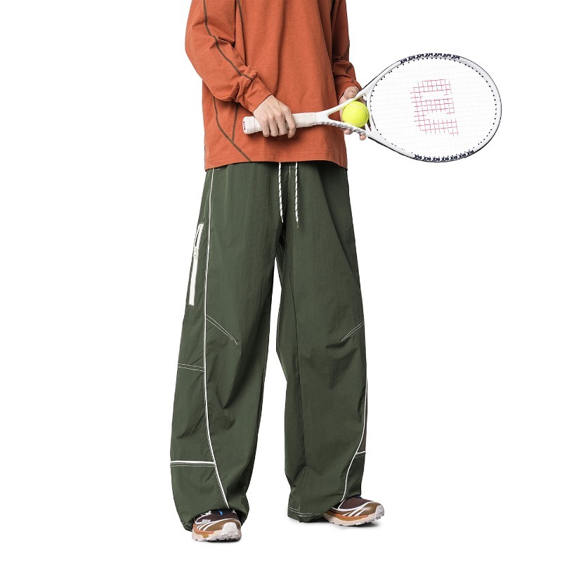 Orange Functional Outdoor Three-proof Charge Men's And Women's Contrasting Striped Scimitar Casual Trousers Mountaineering Soft Shell Sweatpants Tide_viptrois.com