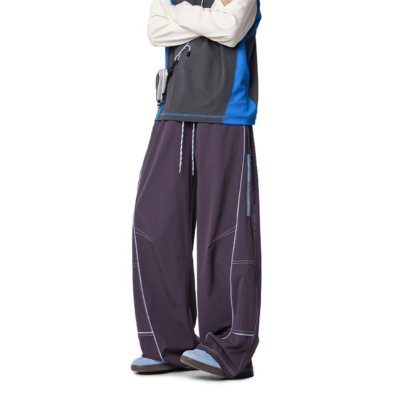 Orange Functional Outdoor Three-proof Charge Men's And Women's Contrasting Striped Scimitar Casual Trousers Mountaineering Soft Shell Sweatpants Tide_viptrois.com