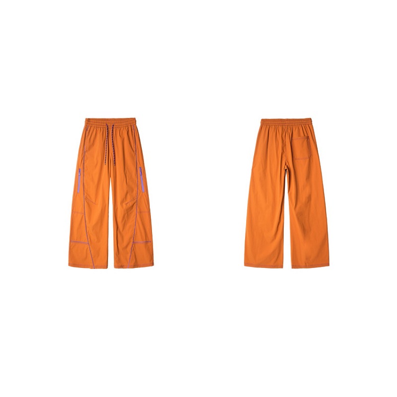 Orange Functional Outdoor Three-proof Charge Men's And Women's Contrasting Striped Scimitar Casual Trousers Mountaineering Soft Shell Sweatpants Tide_viptrois.com