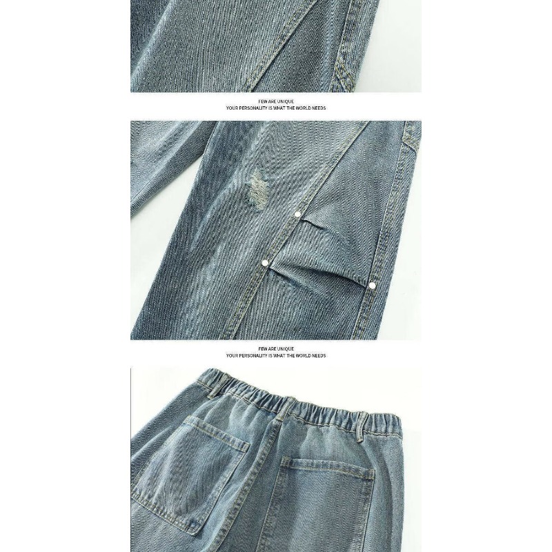 American Retro Design Straight Jeans Men's Loose Wide-leg Pants High Street Trendy Brand New Washed Scimitar Pants_viptrois.com