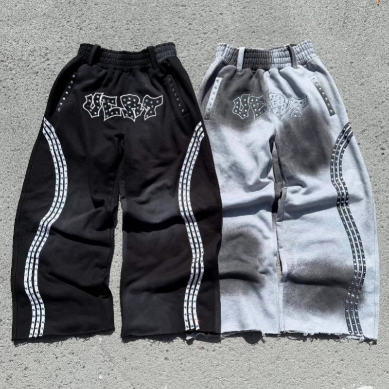 European And American Hot Diamonds New Loose High Street Sports Style European And American Spring And Autumn Street Trousers Letter Men And Women The_viptrois.com