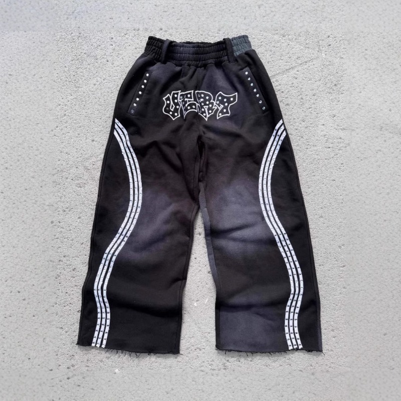 European And American Hot Diamonds New Loose High Street Sports Style European And American Spring And Autumn Street Trousers Letter Men And Women The_viptrois.com