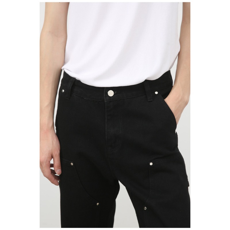 Nirben Denim | Amerikaanse jeans met rits en split voor heren, micro-pull, high street vibe, retro trend, casual broek_voghion.com