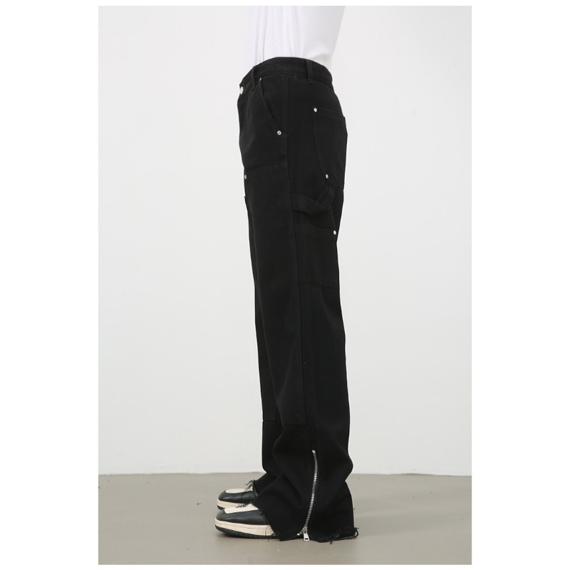 Nirben Denim | Amerikaanse jeans met rits en split voor heren, micro-pull, high street vibe, retro trend, casual broek_voghion.com