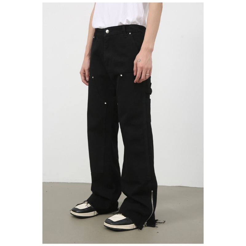 Nirben denim heren jeans met split retro casual broek_voghion.com