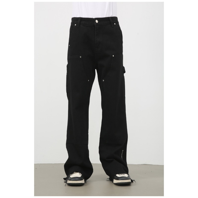 Nirben denim heren jeans met split retro casual broek_voghion.com