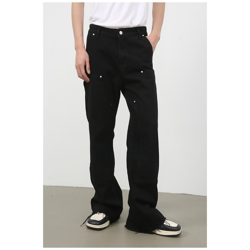 Nirben denim heren jeans met split retro casual broek_voghion.com