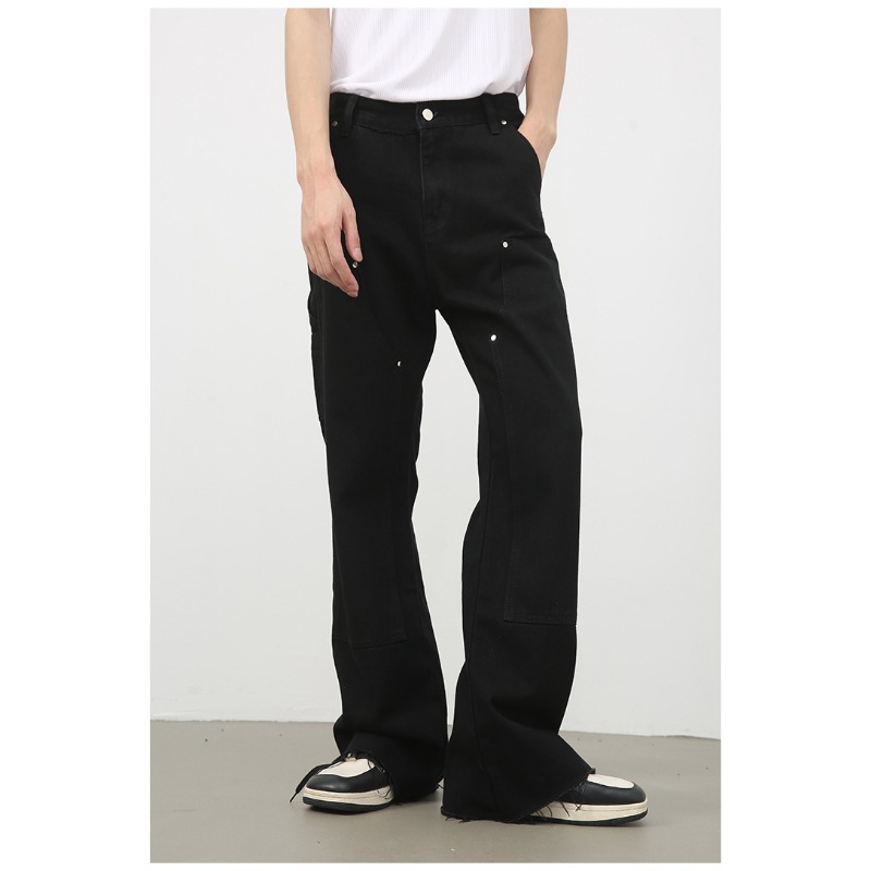 Nirben denim heren jeans met split retro casual broek_voghion.com