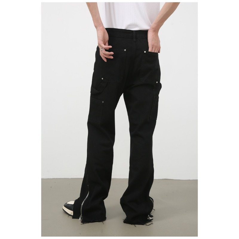 Nirben denim heren jeans met split retro casual broek_voghion.com