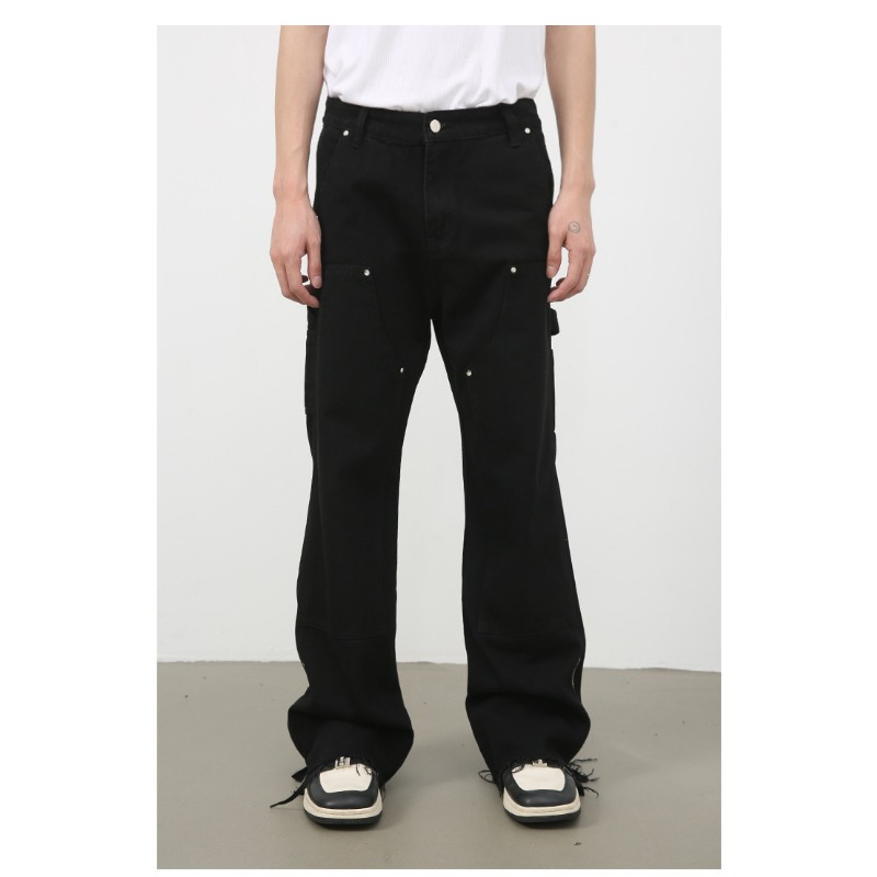 Nirben denim heren jeans met split retro casual broek_voghion.com