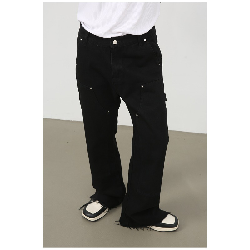 Nirben denim heren jeans met split retro casual broek_voghion.com