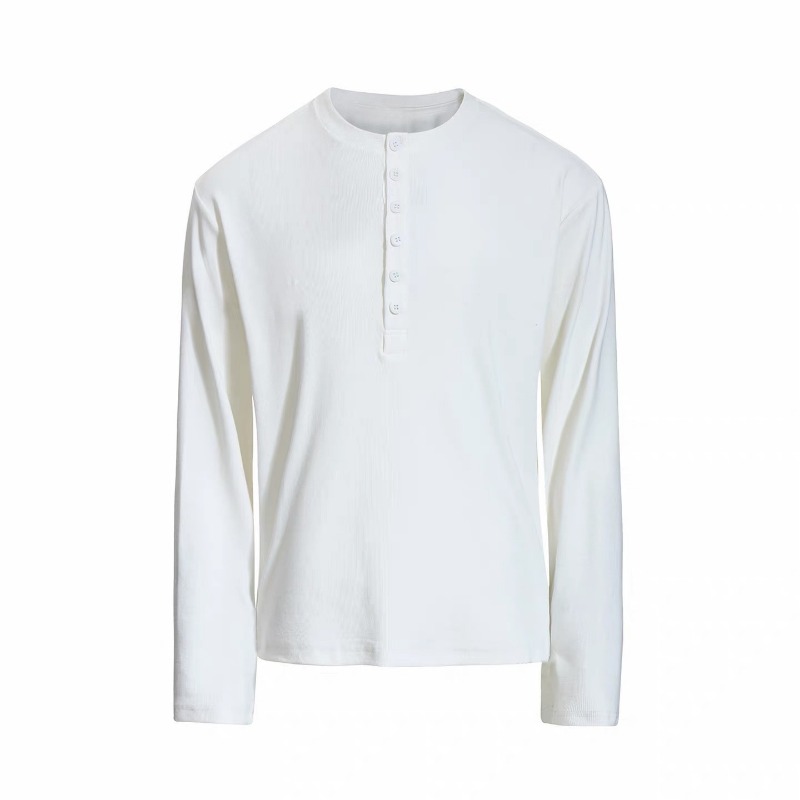2025 New Cleanfit Black Henry Neck Long-sleeved T-shirt Men's Spring And Autumn American Inner Bottoming Shirt Trendy Brand_viptrois.com