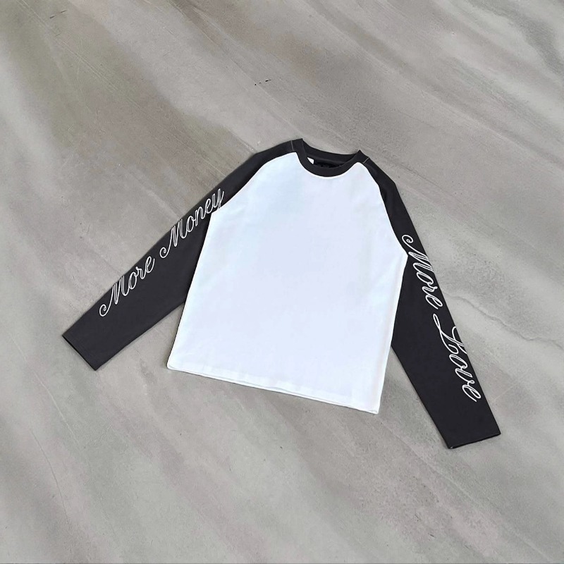 Y2K European And American Fashion Printing Solid Color Classic Men's And Women's Same Casual Contrasting Color Loose Personality Long-sleeved T-shirt_viptrois.com