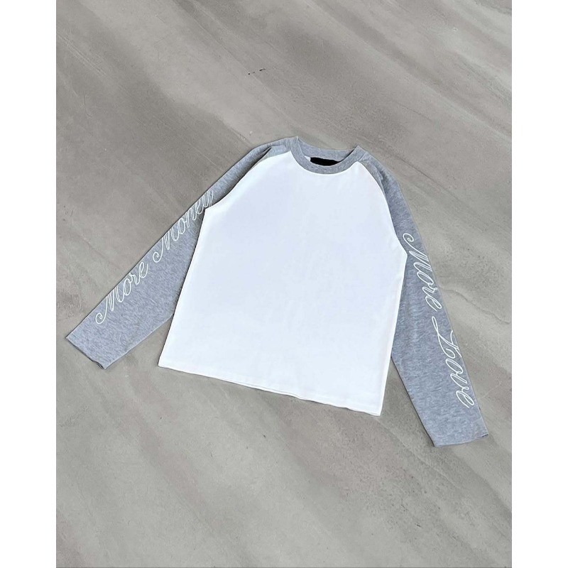 Y2K European And American Fashion Printing Solid Color Classic Men's And Women's Same Casual Contrasting Color Loose Personality Long-sleeved T-shirt_viptrois.com