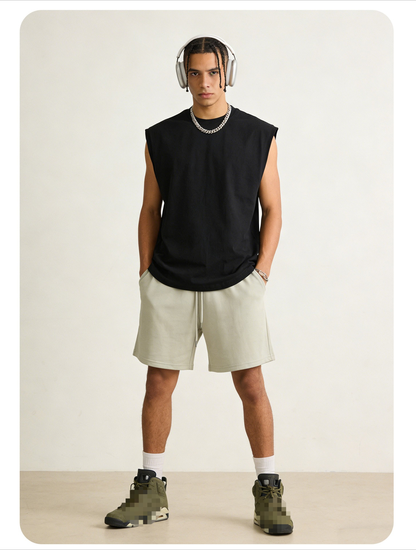 2026 New 230g Pure Cotton Xinjiang Cotton Double Yarn Wide Version Street Tide Fitness Heavy Summer Sleeveless Vest T-shirt Men_viptrois.com