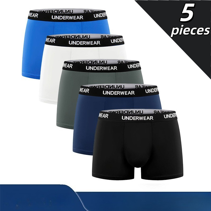 Men's Mid-waist Boxer Trunks With Trendy Letter Design For Comfort_voghion.com
