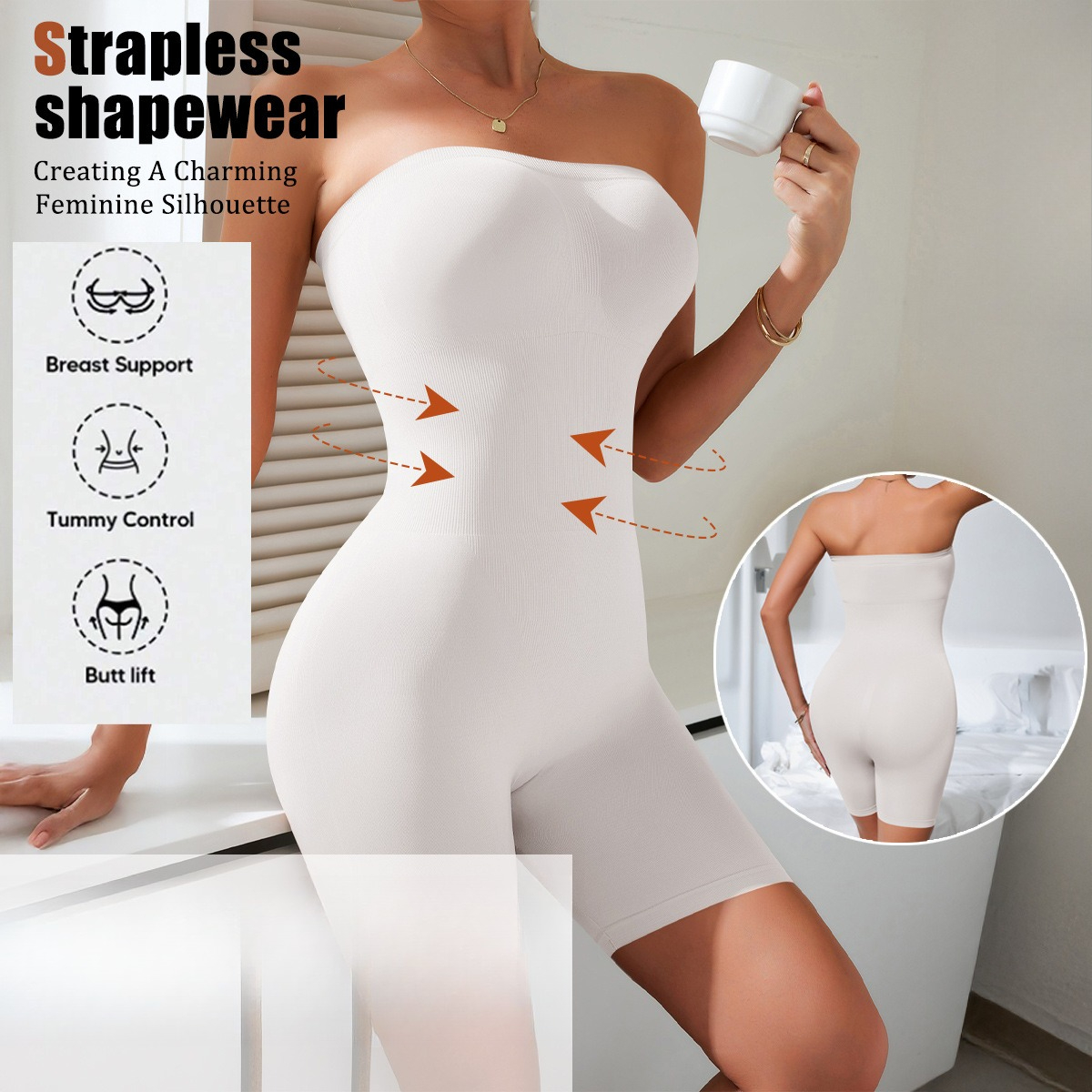 Faja reductora de una pieza para el vientre, faja de una sola pieza para el hombro, faja sexy para el pecho y las caderas, lencería de belleza, sujetador de una sola pieza._voghion.com