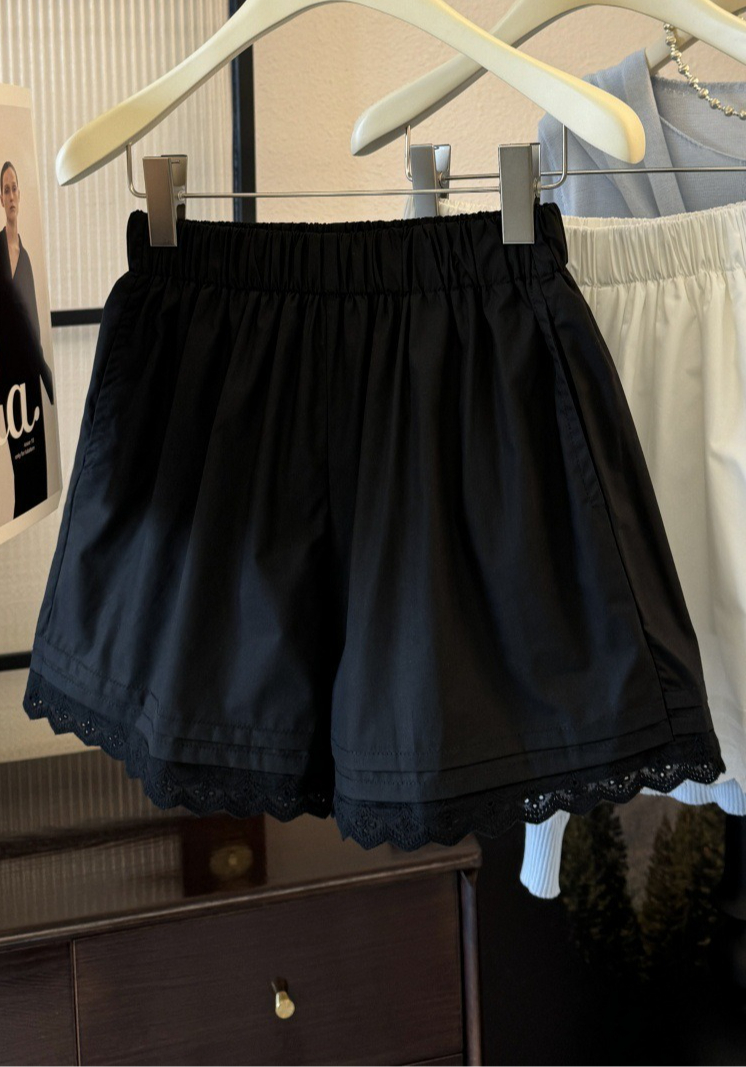 Lace Lace Shorts Women's Spring And Summer Loose Loose Small Versatile A-Word Casual Wide Leg Pants_ecoleips.com