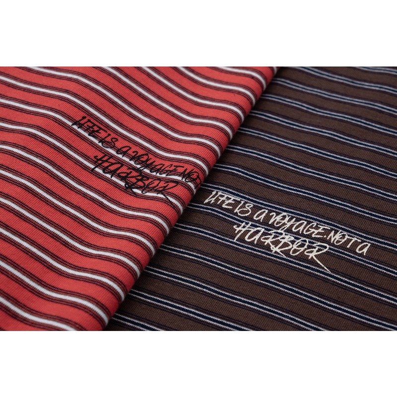 Guye Men's Clothing 2026 Summer New 260g Heavy T-shirt Men's Striped Short-sleeved T-shirt Color Matching Printing Tee_voghion.com