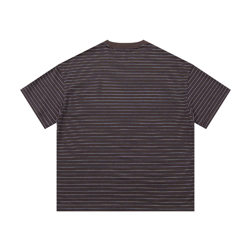 Men's Striped Heavy Cotton T-shirt With Colour Matching Print_voghion.com