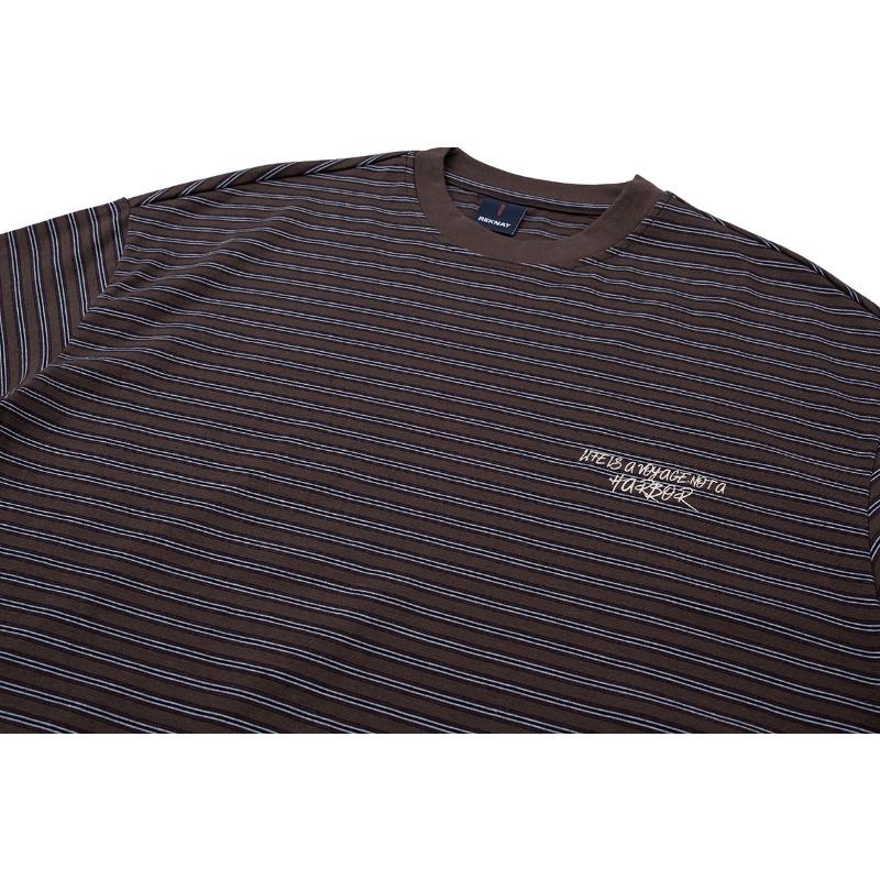 Men's Striped Heavy Cotton T-shirt With Colour Matching Print_voghion.com