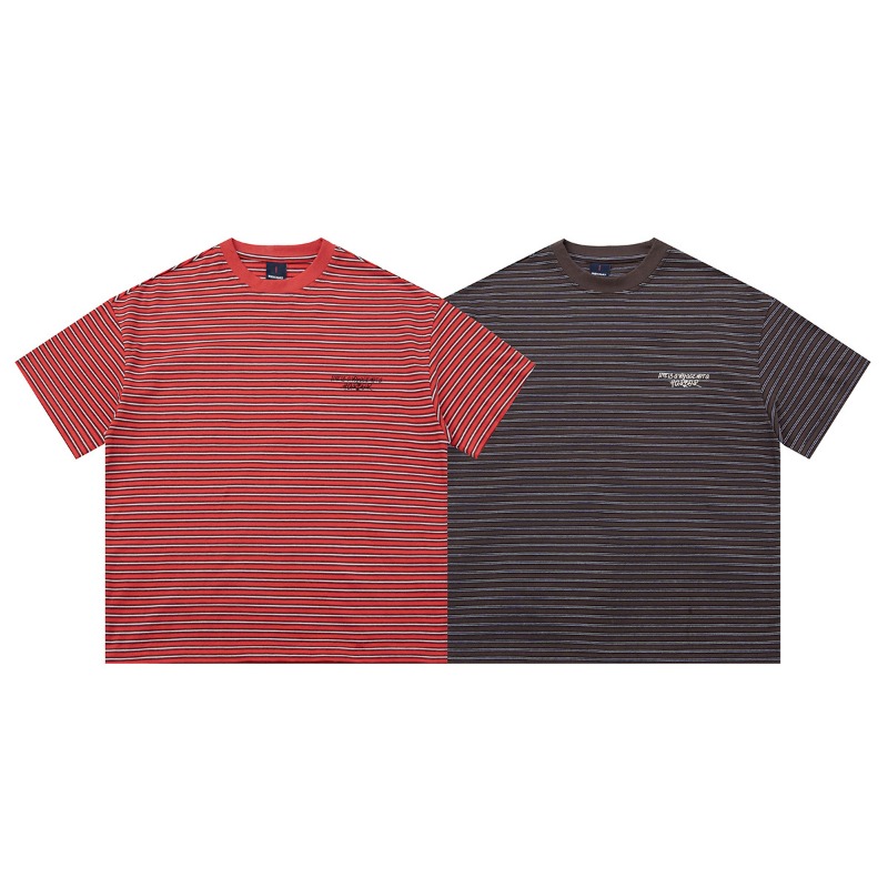 Men's Striped Heavy Cotton T-shirt With Colour Matching Print_voghion.com