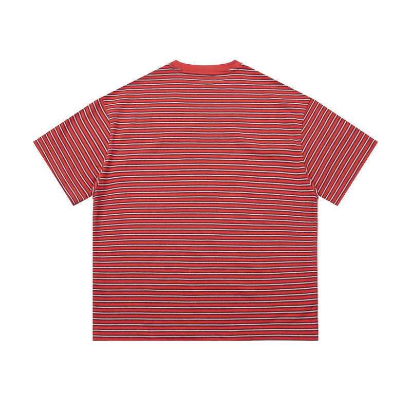 Men's Striped Heavy Cotton T-shirt With Colour Matching Print_voghion.com