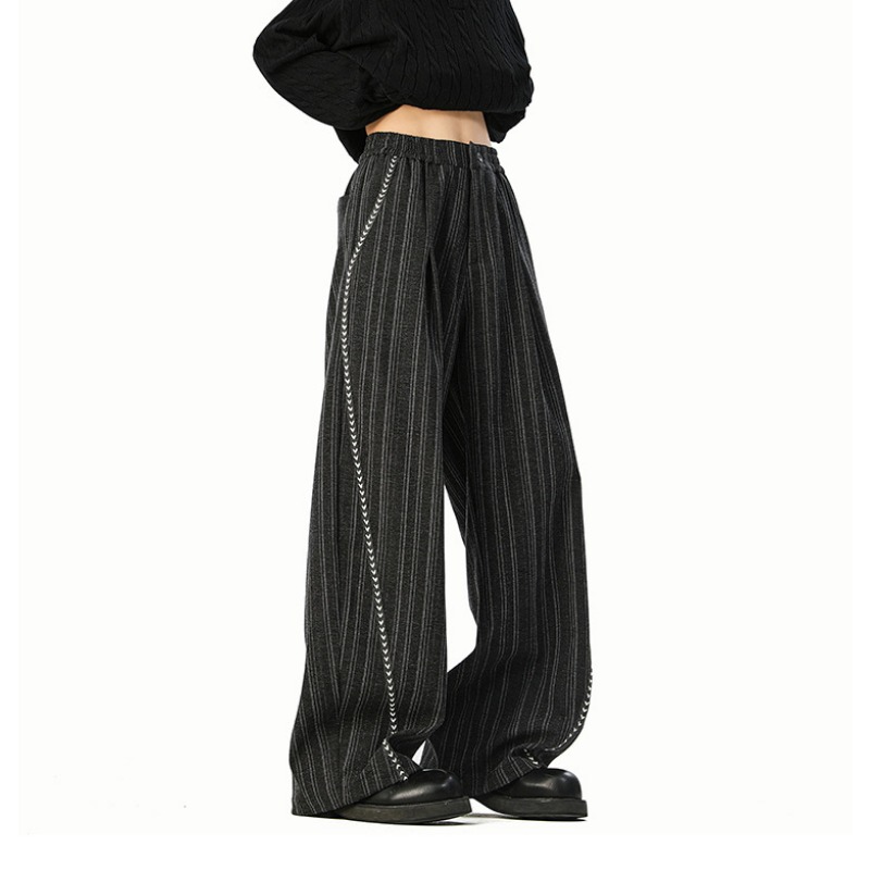 American Old Money Style Striped Casual Pants For Men And Women, Spring And Autumn Retro Versatile Loose Wide-leg Pants, Drape Pants_viptrois.com