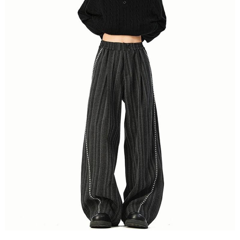 American Old Money Style Striped Casual Pants For Men And Women, Spring And Autumn Retro Versatile Loose Wide-leg Pants, Drape Pants_viptrois.com