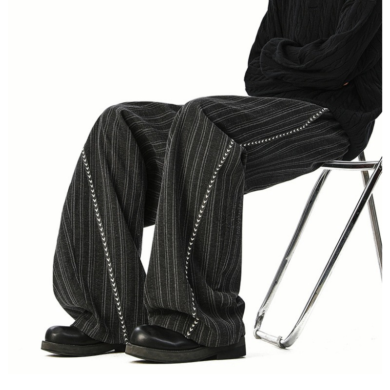 American Old Money Style Striped Casual Pants For Men And Women, Spring And Autumn Retro Versatile Loose Wide-leg Pants, Drape Pants_viptrois.com