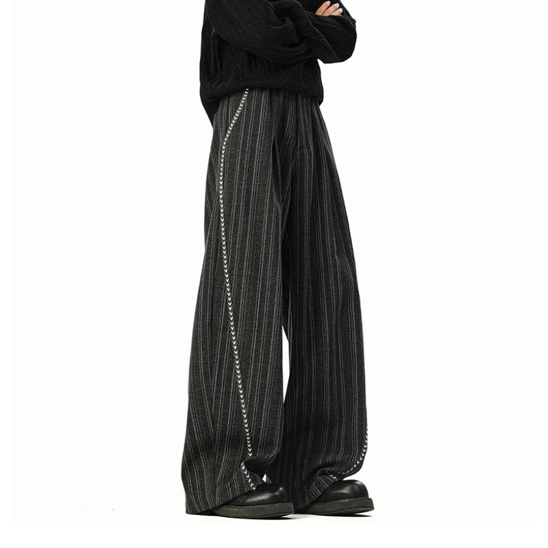 American Old Money Style Striped Casual Pants For Men And Women, Spring And Autumn Retro Versatile Loose Wide-leg Pants, Drape Pants_viptrois.com